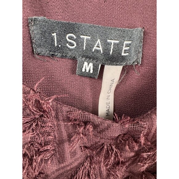 1.State Burgundy Textured Sleeveless V-Neck Tank Top Womens M - Picture 3 of 8